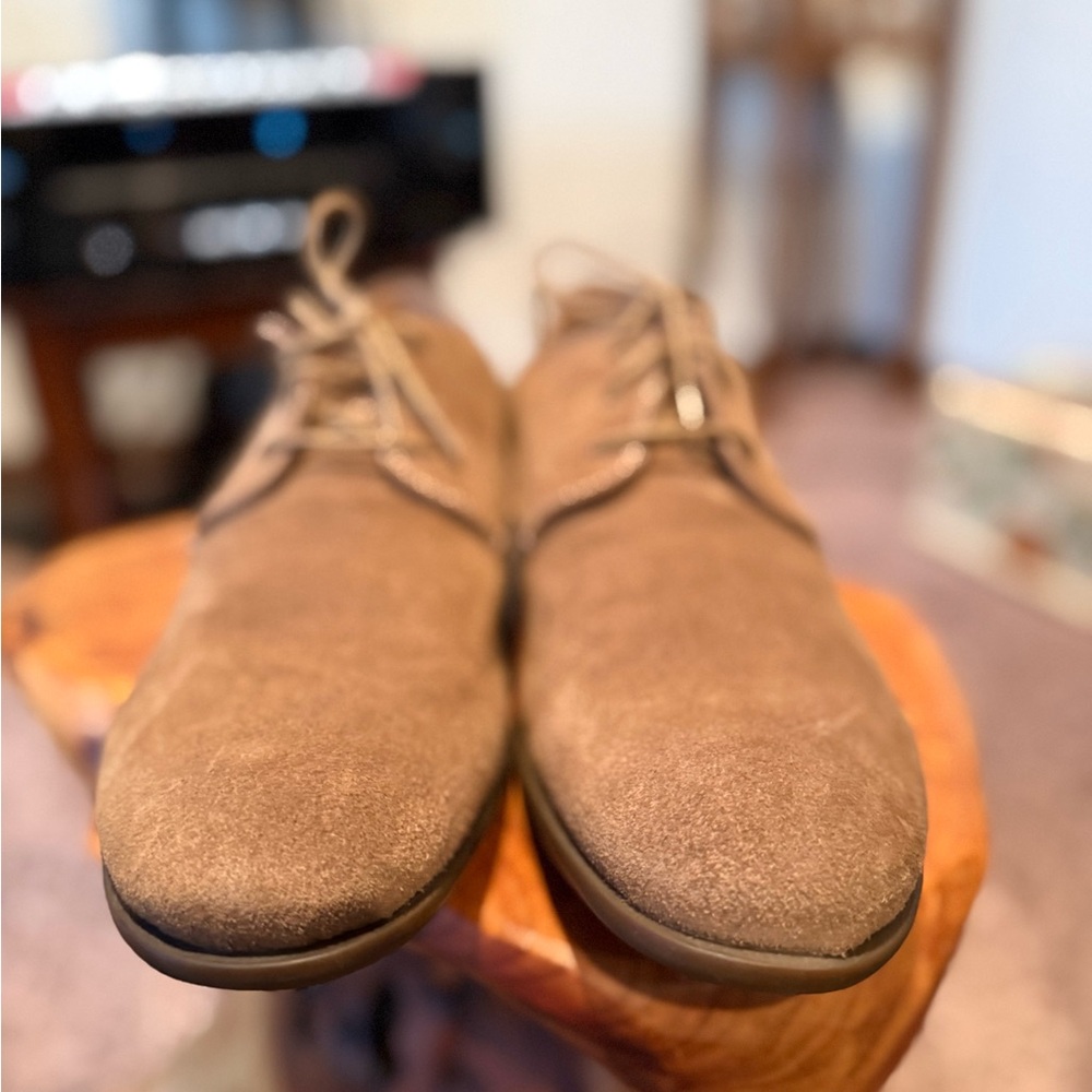John Varvatos Tan Suede Oxfords